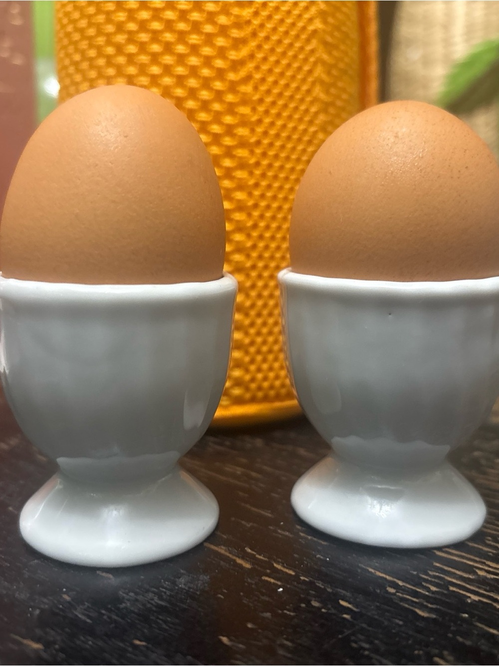 Pier 1 White Ceramic Egg Cup Pair